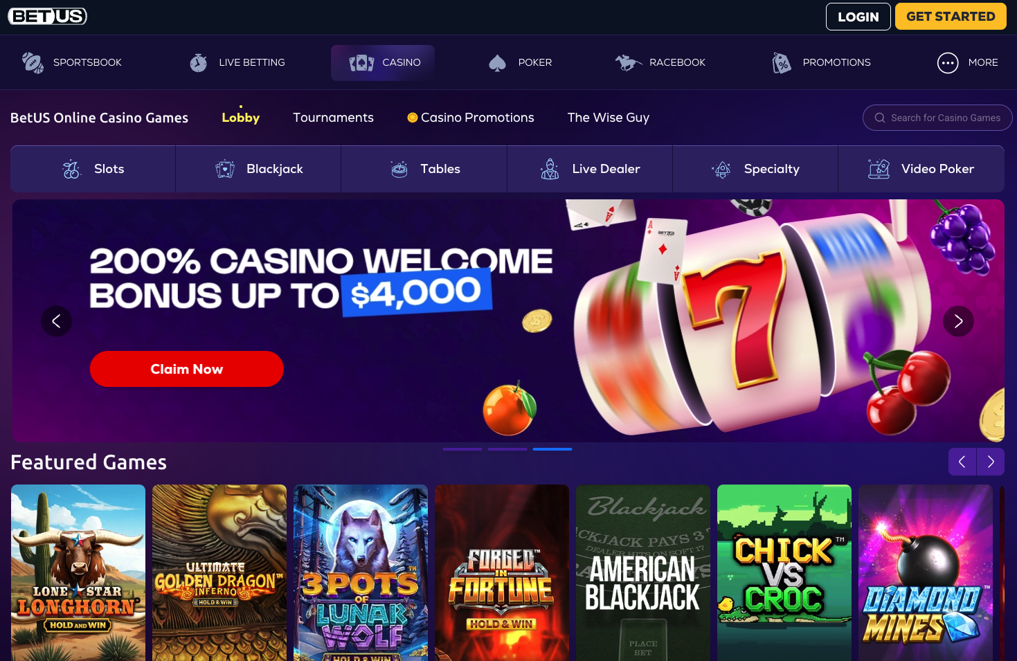 BetUS Instant Withdrawal Casino